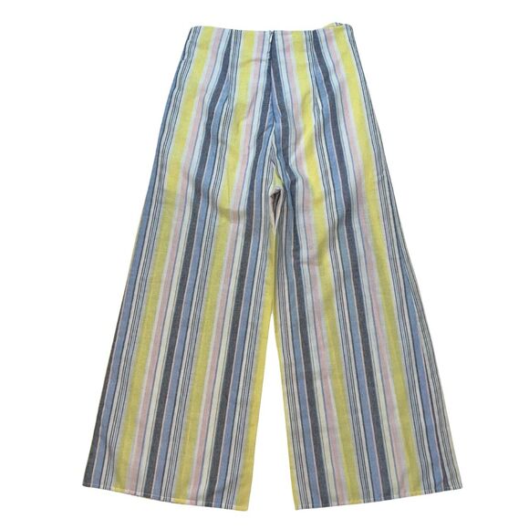 Blue Blush Pants Women Medium Boho Cotton Cottagecore Wide Leg High Rise Trouser - Picture 3 of 10